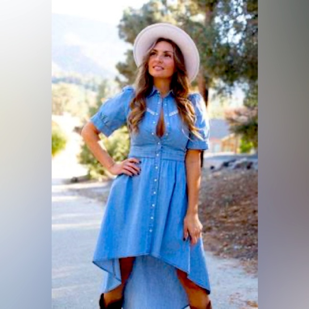 Maggie Sweet denim high low dress.
